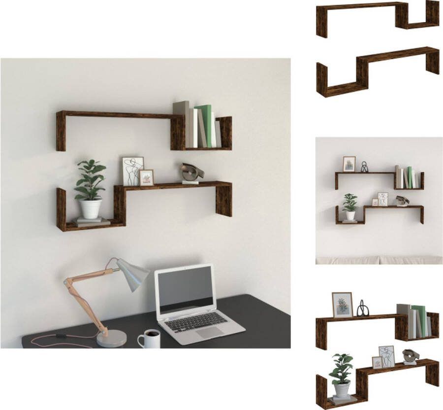 VidaXL Gerookt Eiken Wandschap 100 x 15 x 20 cm (B x D x H) Decoratief en Praktisch Wandsteun