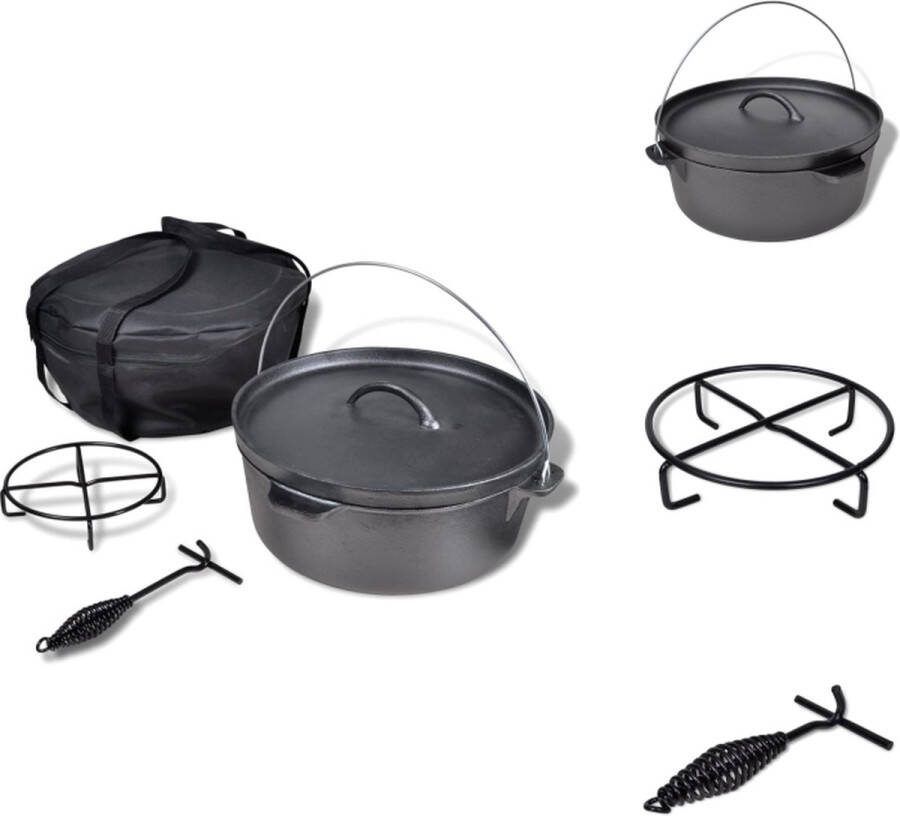 VidaXL Gietijzeren braadpan 11.3 L 43 x 40.5 x 19.5 cm Zwart Braadslede