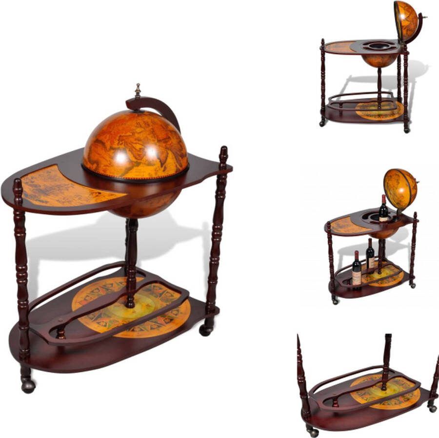 VidaXL Globebar Renaissance hout verrijdbaar 77x45x88cm replicas Renaissance-schilderijen Wijnrek