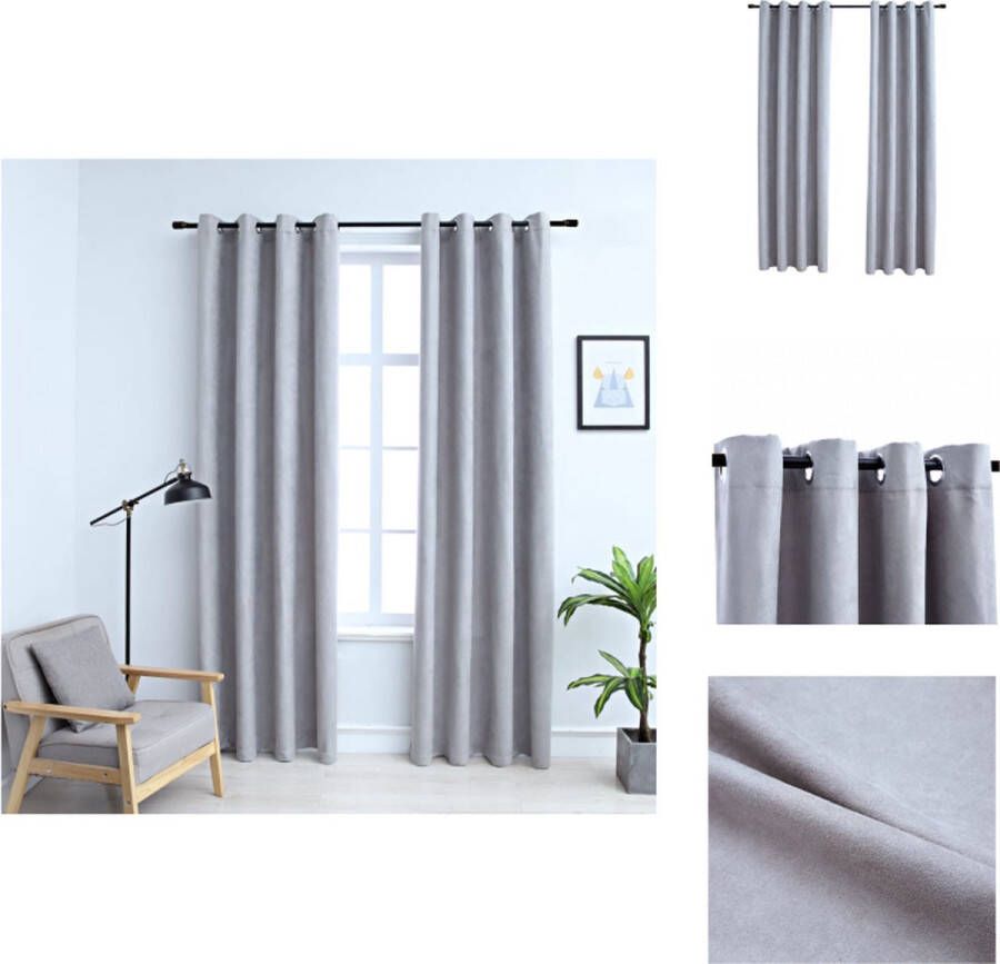 VidaXL Gordijn Grijs 140 x 245 cm Suède-Touch Polyester Met Metalen Ringen Gordijn