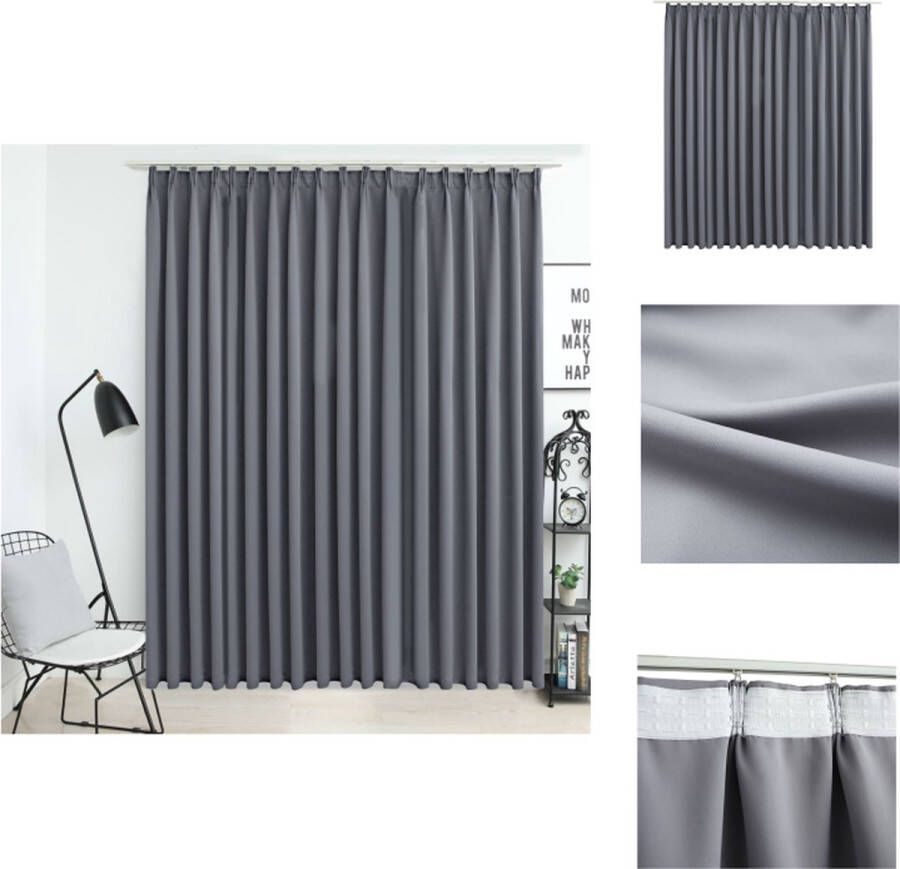 VidaXL Gordijn Grijs 290 x 245 cm Polyester Materiaal- Met Metalen Haken Gordijn
