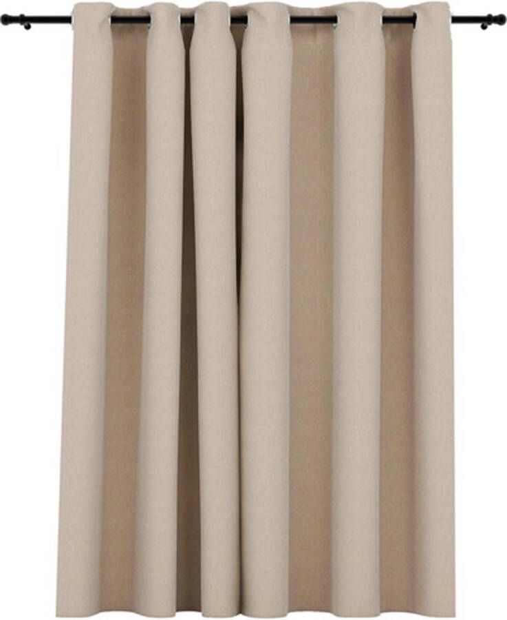 VidaXL -Gordijn-linnen-look-verduisterend-met-ogen-290x245-cm-beige