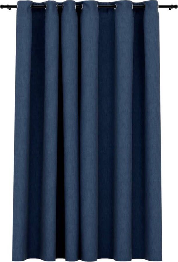 VidaXL -Gordijn-linnen-look-verduisterend-met-ogen-290x245-cm-blauw