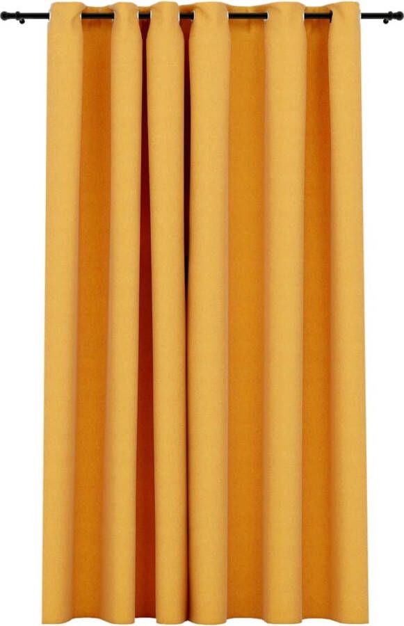 VidaXL -Gordijn-linnen-look-verduisterend-met-ogen-290x245-cm-geel