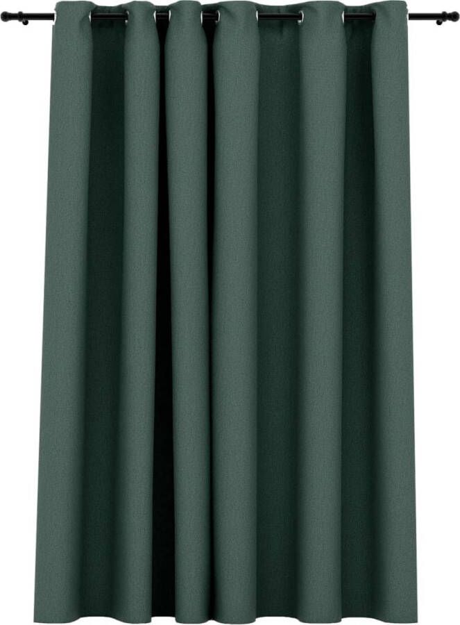 VidaXL -Gordijn-linnen-look-verduisterend-met-ogen-290x245-cm-groen