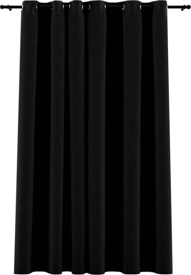 VidaXL -Gordijn-linnen-look-verduisterend-met-ogen-290x245-cm-zwart
