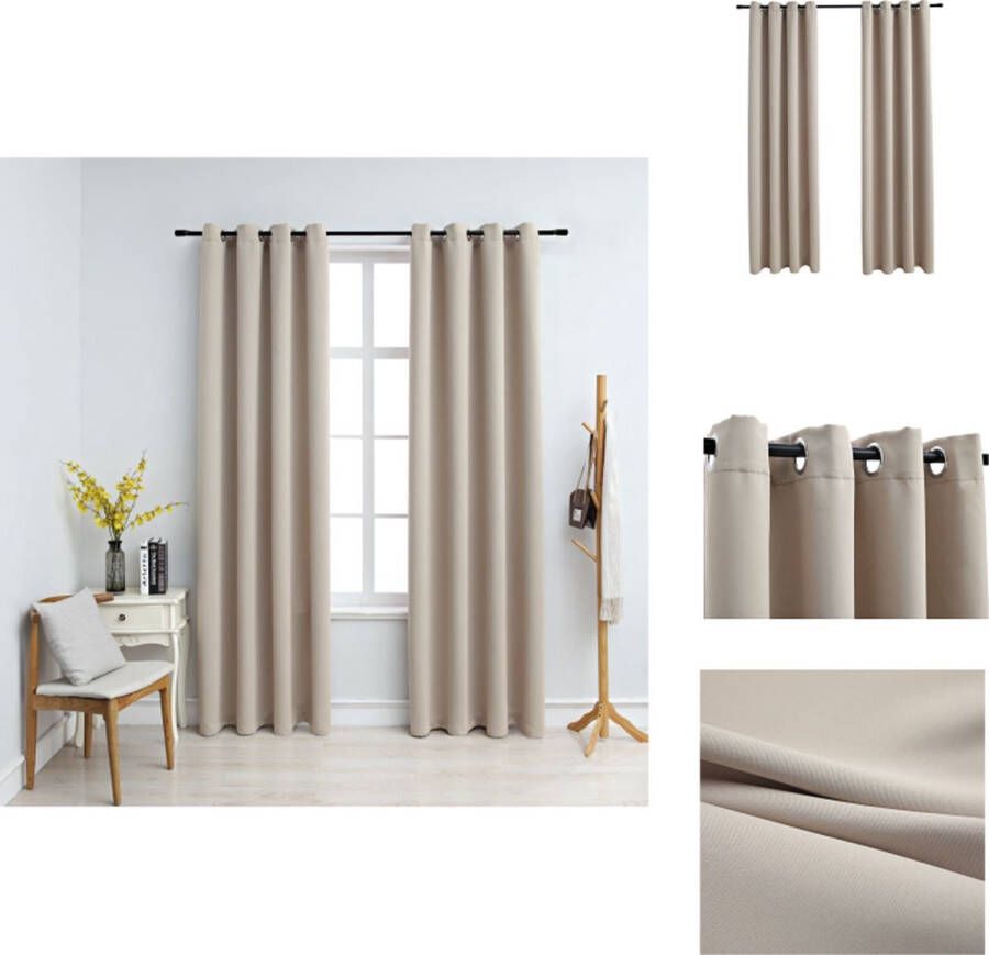 VidaXL Gordijn Premium Polyester 140 x 225 cm Beige Gordijn