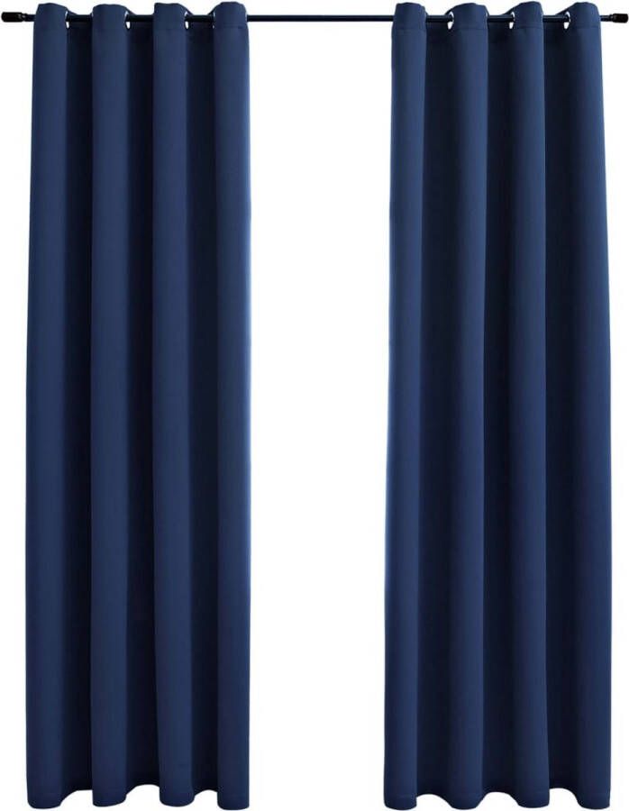 VidaXL -Gordijn-verduisterend-met-metalen-ringen-2-st-140x175-cm-blauw