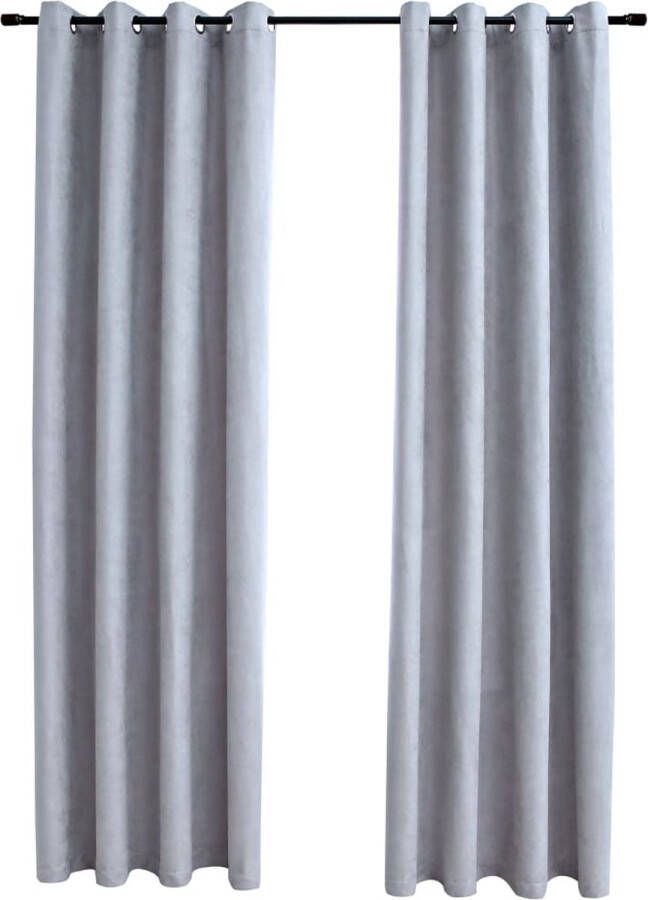 VidaXL -Gordijn-verduisterend-met-metalen-ringen-2-st-140x175-cm-grijs