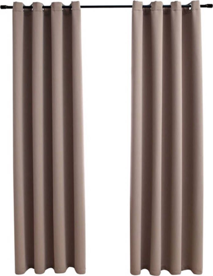 VidaXL -Gordijn-verduisterend-met-metalen-ringen-2-st-140x175-cm-taupe