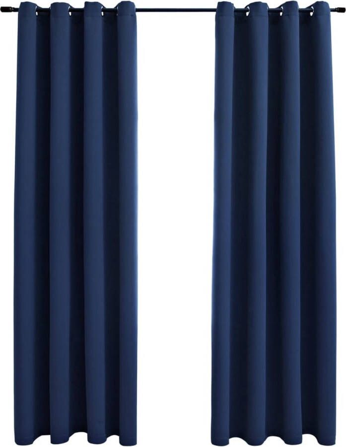 VidaXL -Gordijn-verduisterend-met-metalen-ringen-2-st-140x225-cm-blauw