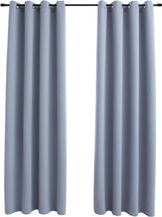 VidaXL -Gordijn-verduisterend-met-metalen-ringen-2-st-140x245-cm-grijs