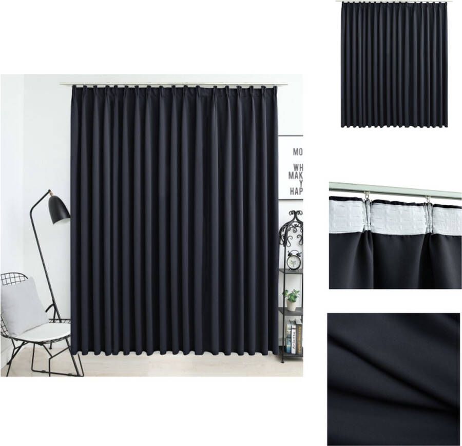 VidaXL Gordijn Zwarte 290x245cm Privacy Lichtblokkering Premium Polyester Met Metalen Haken Gordijn