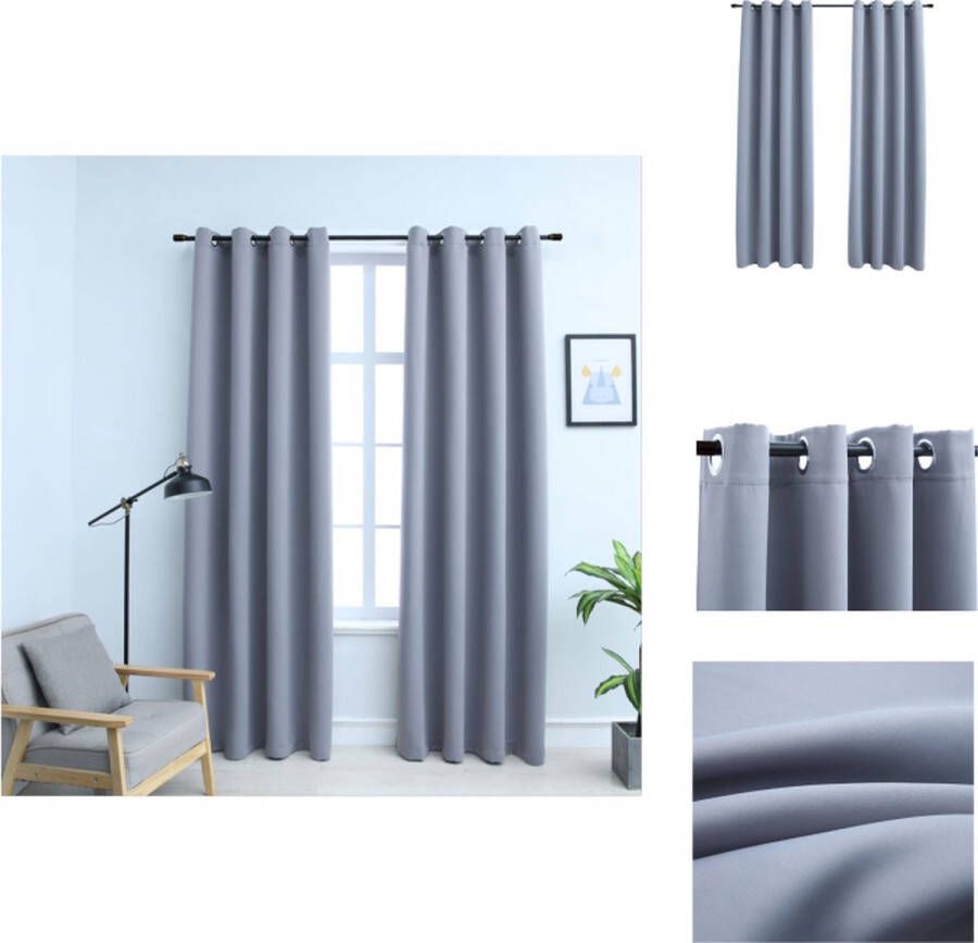 VidaXL Gordijnen 140 x 245 cm Grijs 100% Polyester Gordijn