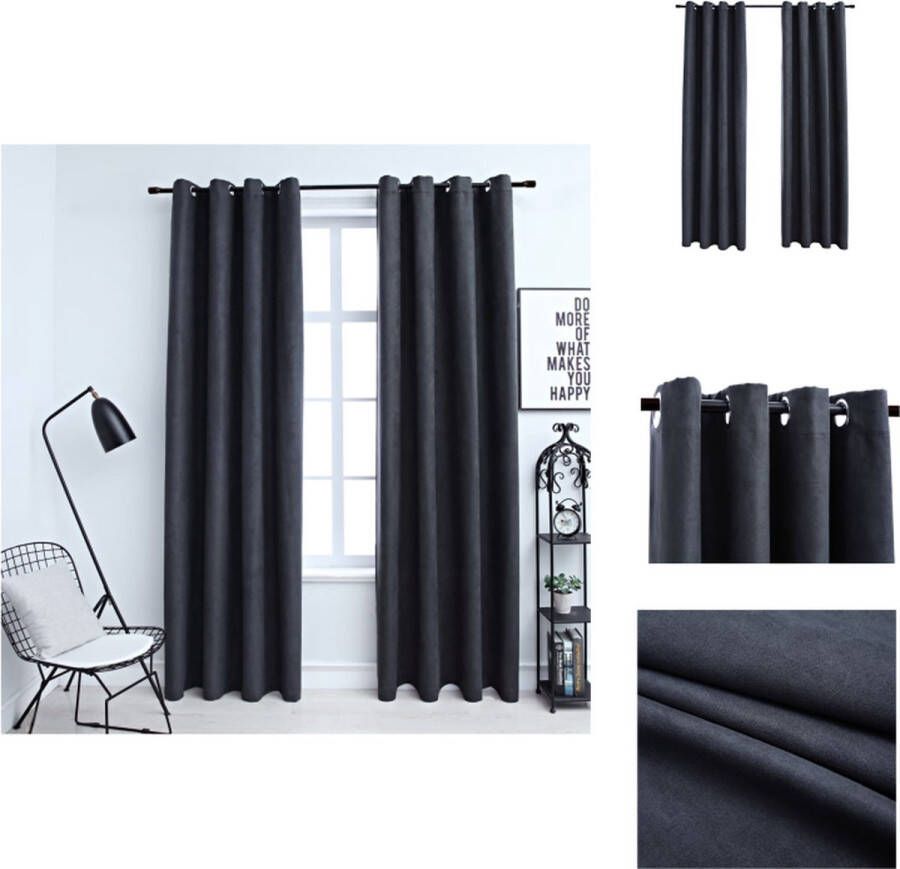 VidaXL Gordijnen Antraciet 140x175 cm Premium Polyester Gordijn