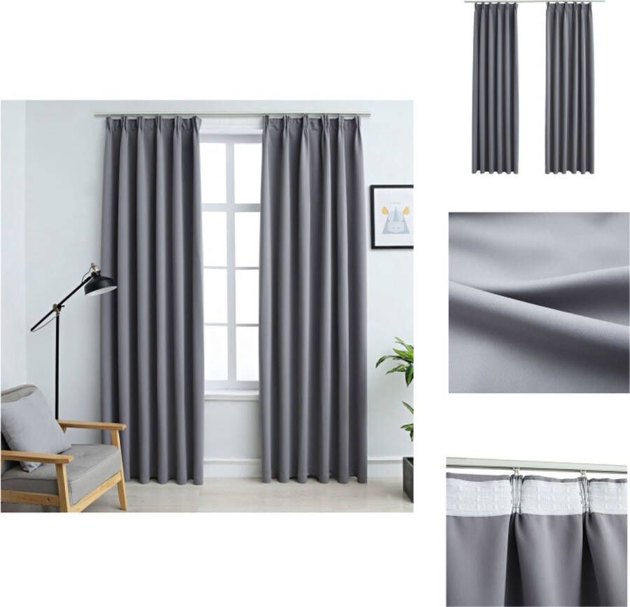 VidaXL Gordijnen Basic Grijs 140 x 225 cm Premium Polyester Gordijn