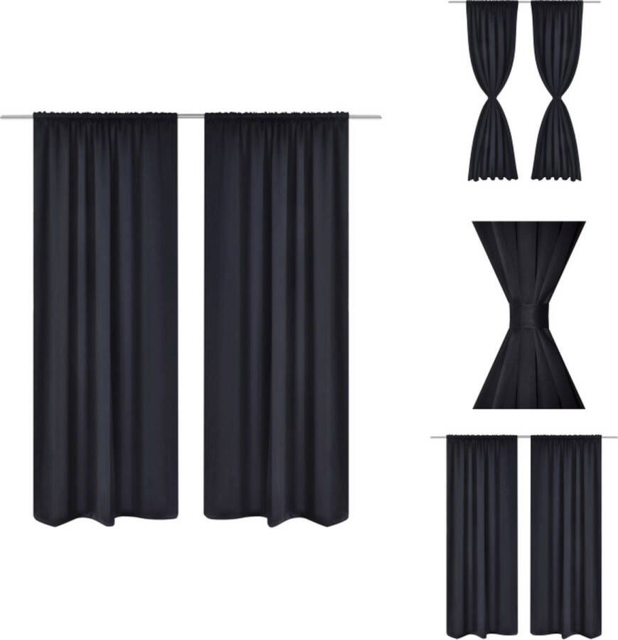 VidaXL Gordijnen Black 135 x 245 cm Polyester Gordijn