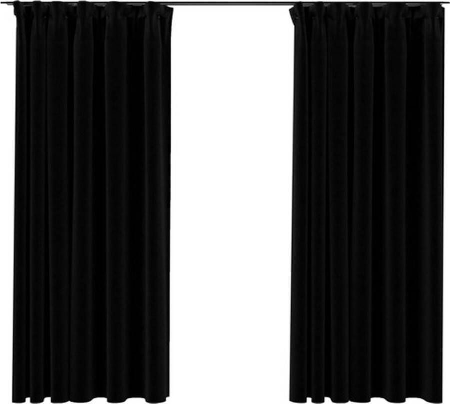 VidaXL Gordijnen linnen-look verduisterend haken 2 st 140x175 cm zwart VDXL_321156