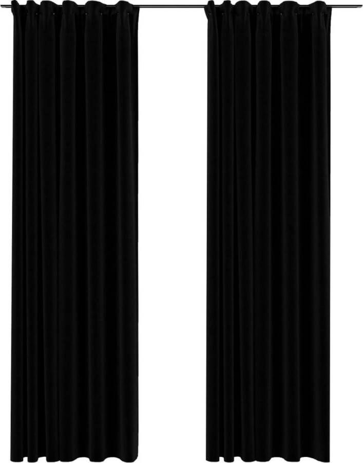 VidaXL Gordijnen linnen-look verduisterend haken 2 st 140x225 cm zwart VDXL_321157