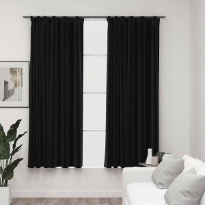 VidaXL Gordijnen linnen verduisterend haken 2 st 140x175 cm antraciet VDXL_321164
