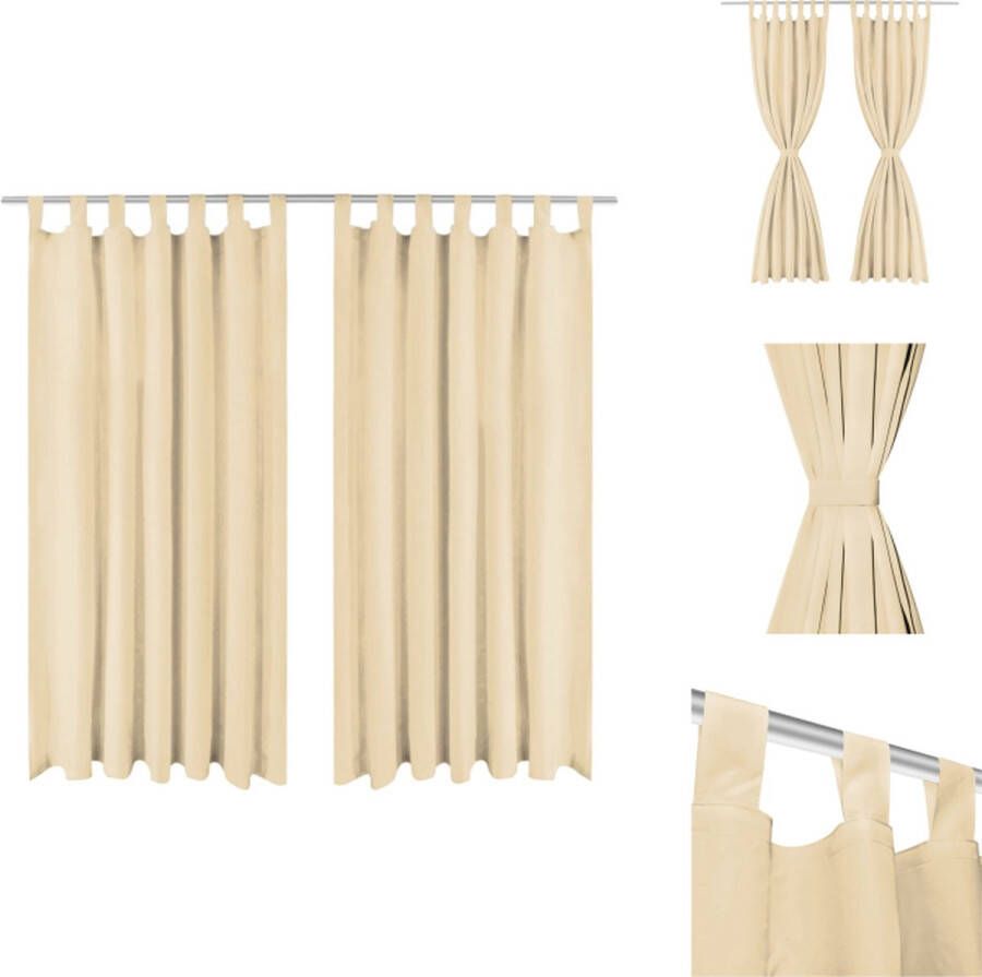 VidaXL Gordijnen Micro-Satijn 140 x 175 cm Beige Gordijn