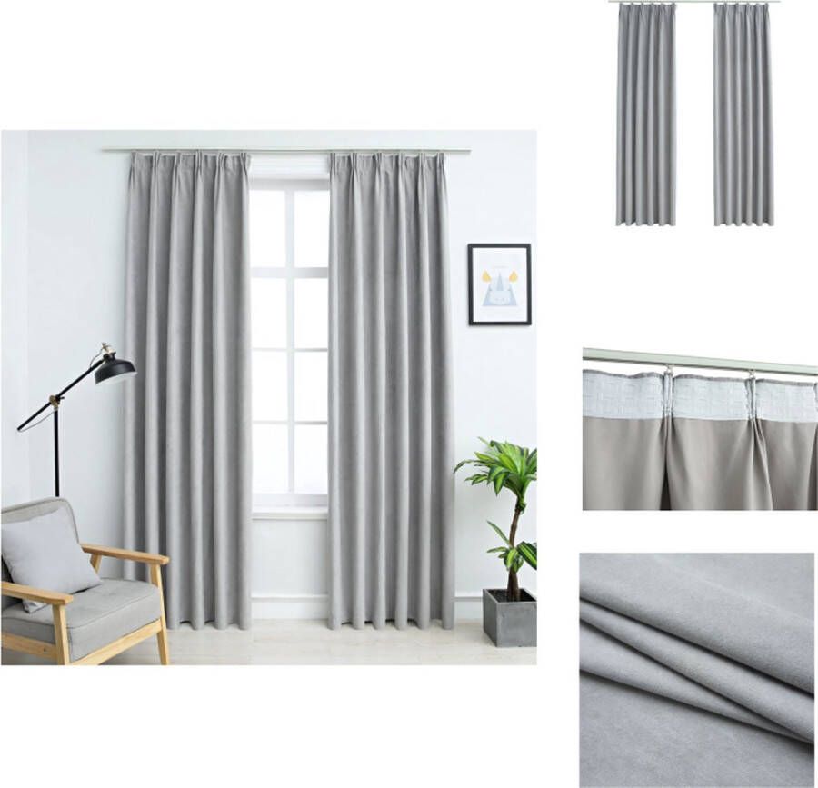 VidaXL Gordijnen s Woonkamer Slaapkamer Kantoor 140 x 225 cm Suède-Touch Polyester Grijs Gordijn