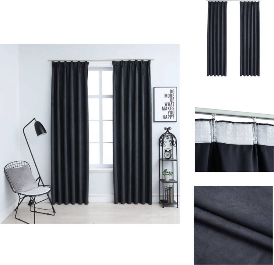 VidaXL Gordijnen Suede-Touch 140x175 cm Antraciet 2 Stuks Gordijn