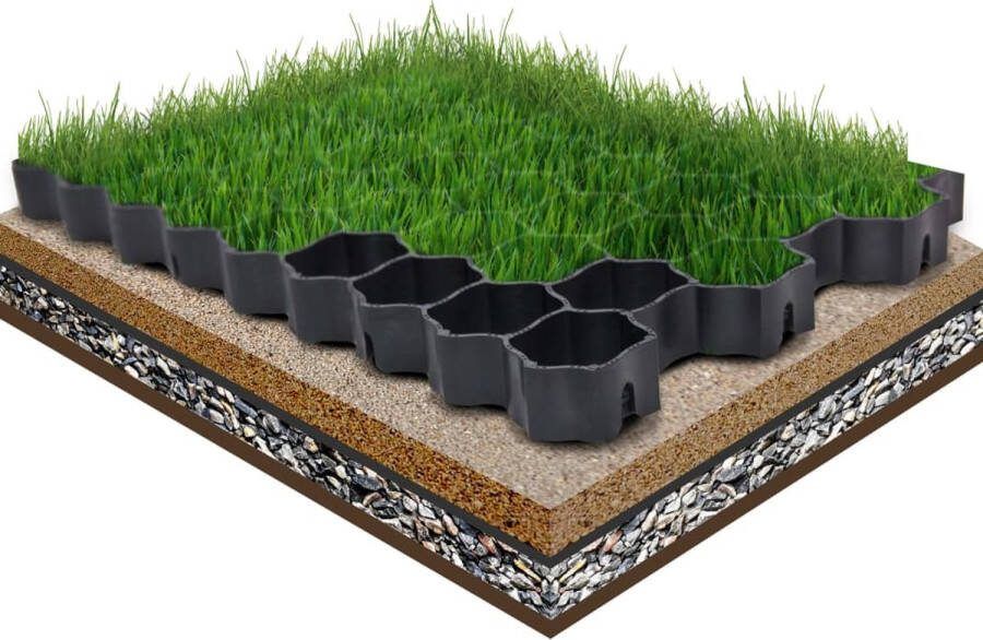VidaXL Grasroosters 16 st 60x40x3 cm kunststof zwart