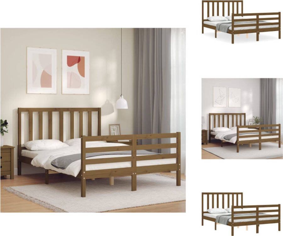 VidaXL Grenen Houten Bedframe 205.5 x 145.5 cm Honingbruin Bed