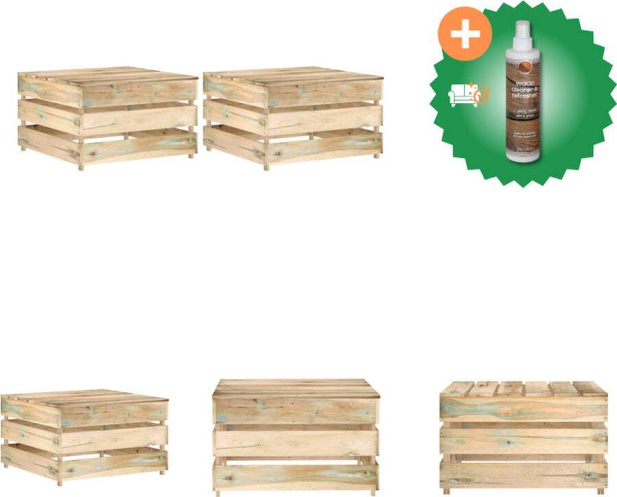 VidaXL Grenenhouten Pallettafels 60x62x37cm Rotbestendig Tuinbank Inclusief Houtreiniger en verfrisser