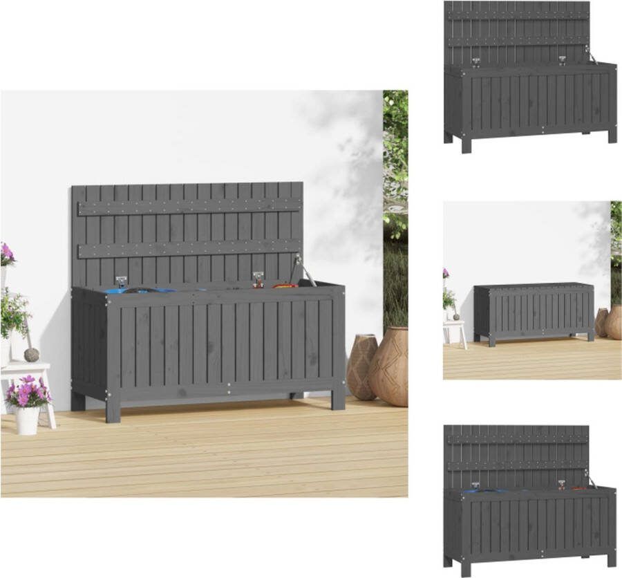 VidaXL Grijze Tuinbox 108 x 42.5 x 54 cm Massief grenenhout Opberger