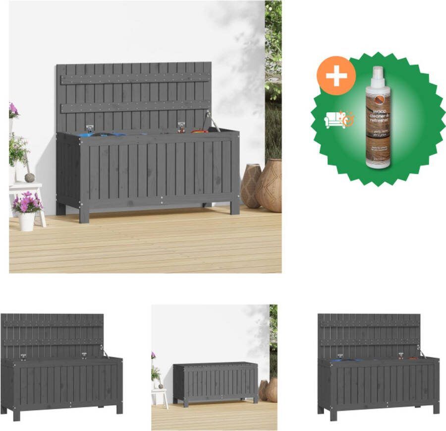 VidaXL Grijze Tuinbox 108 x 42.5 x 54 cm Massief grenenhout Opberger Inclusief Houtreiniger en verfrisser