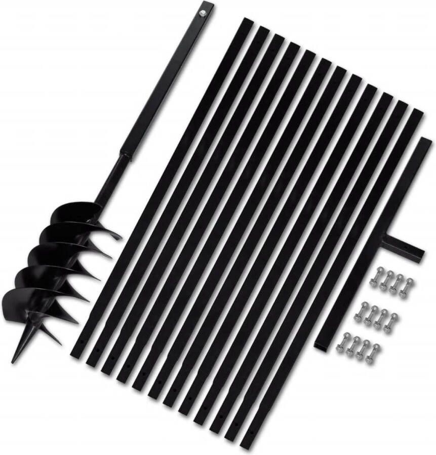 VidaXL -Grondboor-met-handvat-120-mm-en-verlengstukken-5-m-(staal)