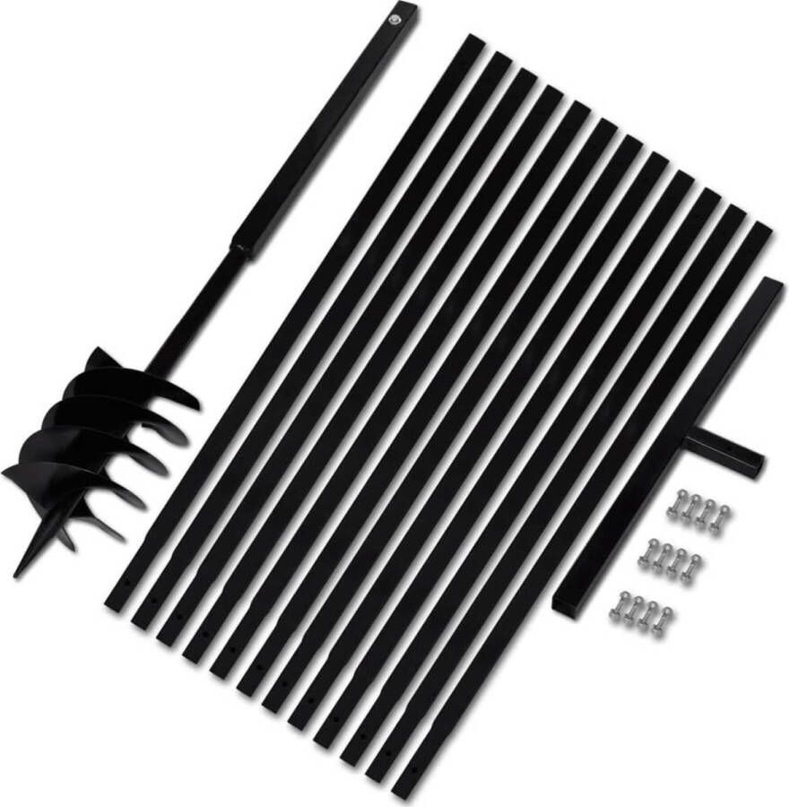 VidaXL -Grondboor-met-handvat-180-mm-en-verlengstukken-13-m-(staal)