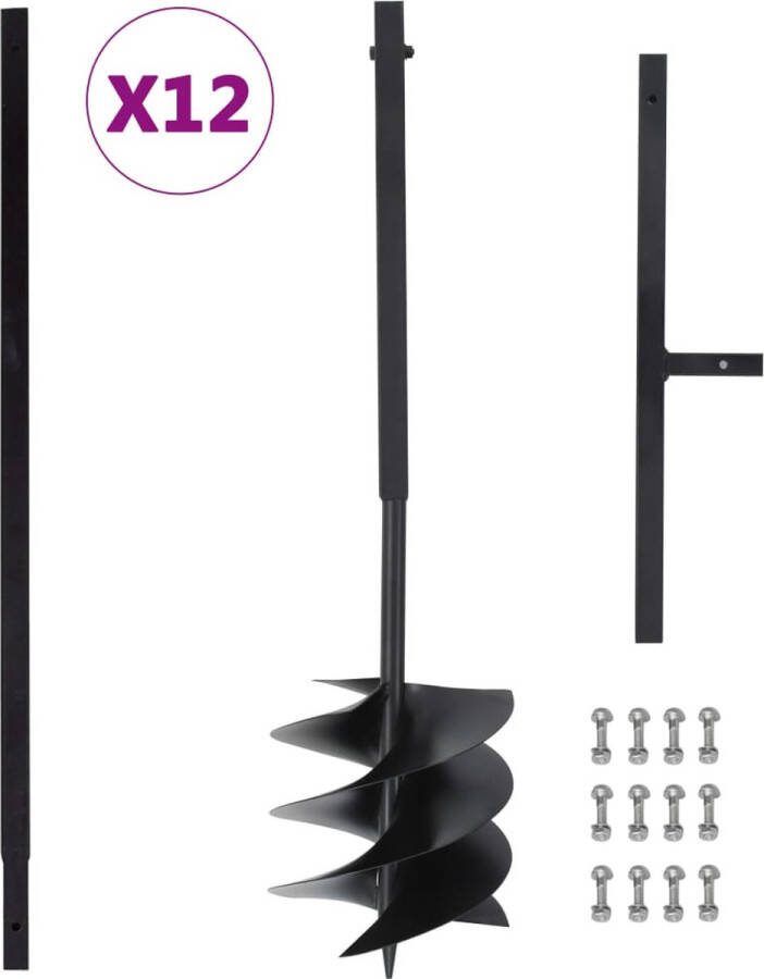 VidaXL -Grondboor-met-handvat-250-mm-met-verlengbuis-12-m-staal