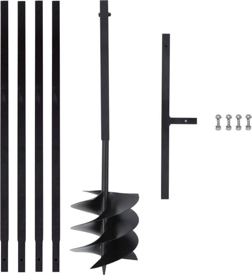 VidaXL -Grondboor-met-handvat-250-mm-met-verlengbuis-4-m-staal