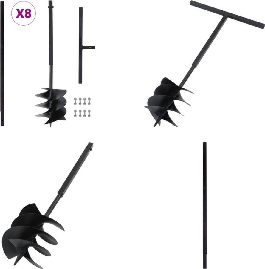 VidaXL Grondboor met handvat 250 mm met verlengbuis 8 m staal Grondboor Grondboren Grondboor Met Handvat Grondboren Met Handvatten