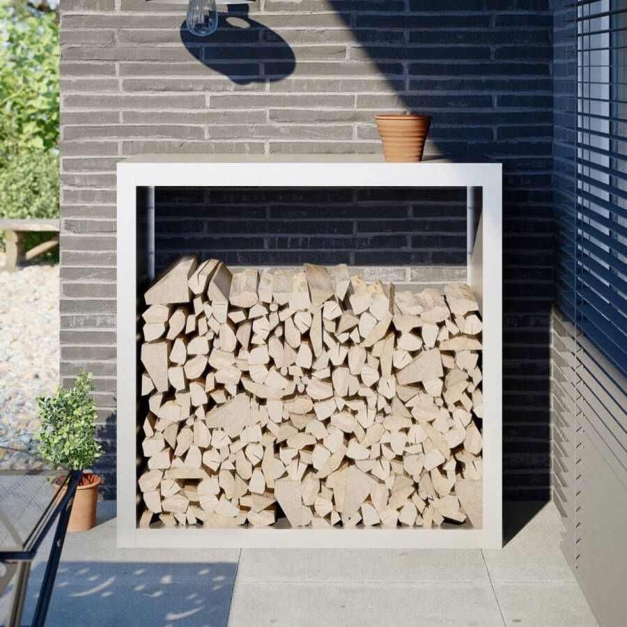 VidaXL Haardhoutrek 100x40x100 cm staal wit