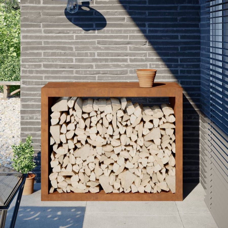VidaXL Haardhoutrek 100x40x80 cm cortenstaal