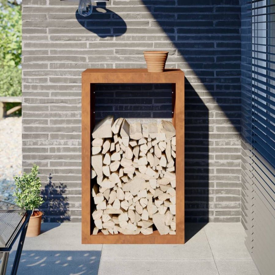 VidaXL Haardhoutrek 60x40x100 cm cortenstaal