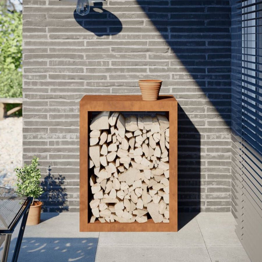 VidaXL Haardhoutrek 60x40x80 cm cortenstaal