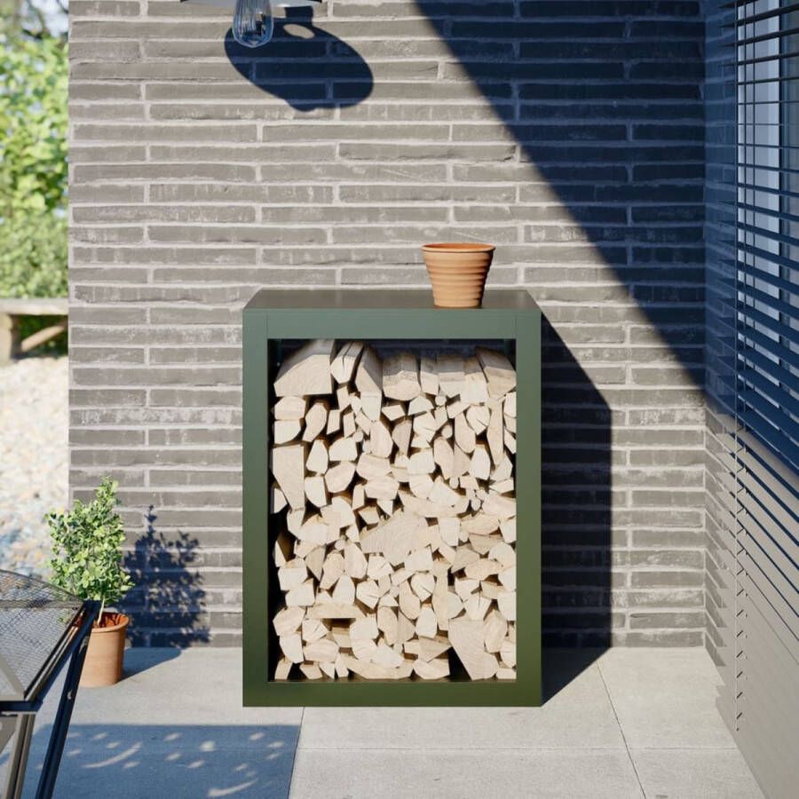 VidaXL Haardhoutrek 60x40x80 cm staal groen