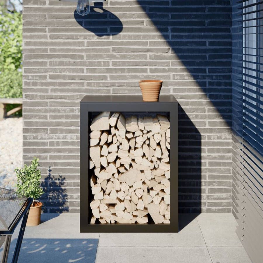 VidaXL Haardhoutrek 60x40x80 cm staal zwart