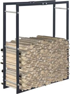VidaXL Haardhoutrek 80x25x100 Cm Staal Zwart