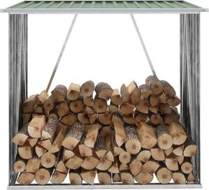 VidaXL Haardhoutschuur 163x83x154 Cm Gegalvaniseerd Staal Groen