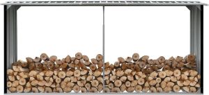 VidaXL Haardhoutschuur 330x92x153 cm gegalvaniseerd staal antraciet