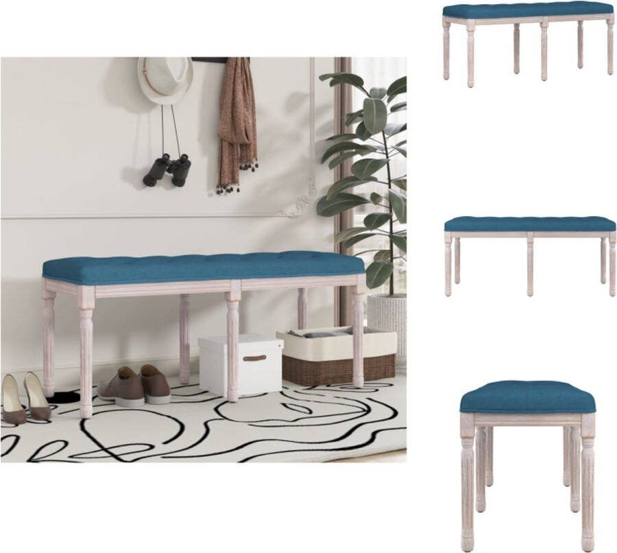 VidaXL Halbankje Franse Vintage Stijl Blauw 110 x 40 x 49 cm Fluweel Tuinbank