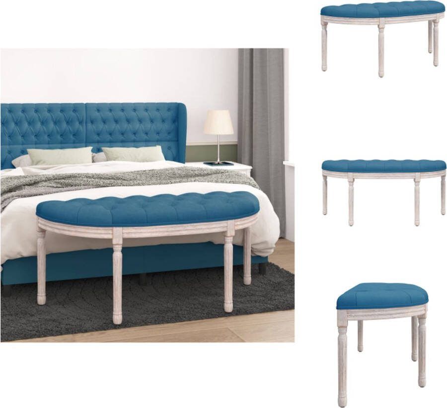 VidaXL Halbankje Franse Vintage Stijl Blauw 110.5 x 45 x 49 cm Fluweel Tuinbank