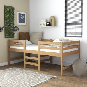 VidaXL Halfhoogslaper matras massief grenenhout honingbruin 90x200 cm