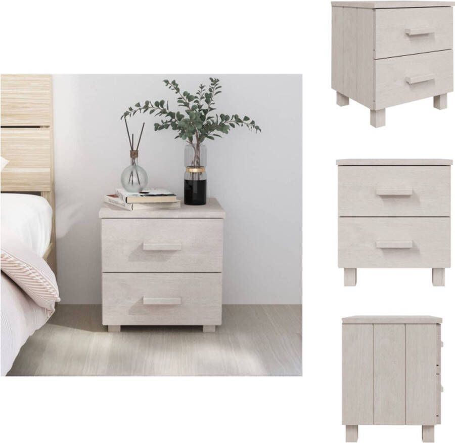 VidaXL HAMAR Nachtkastje Wit 40 x 35 x 44.5 cm Massief grenenhout en MDF Kast
